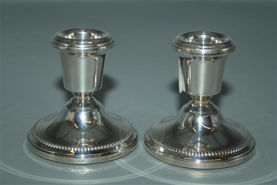 Modern pr silver dwarf candlesticks, filled, Broadway & Co, 1984